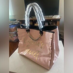 Victoria's Secret Pink Tote with Gold Script and Black Trim